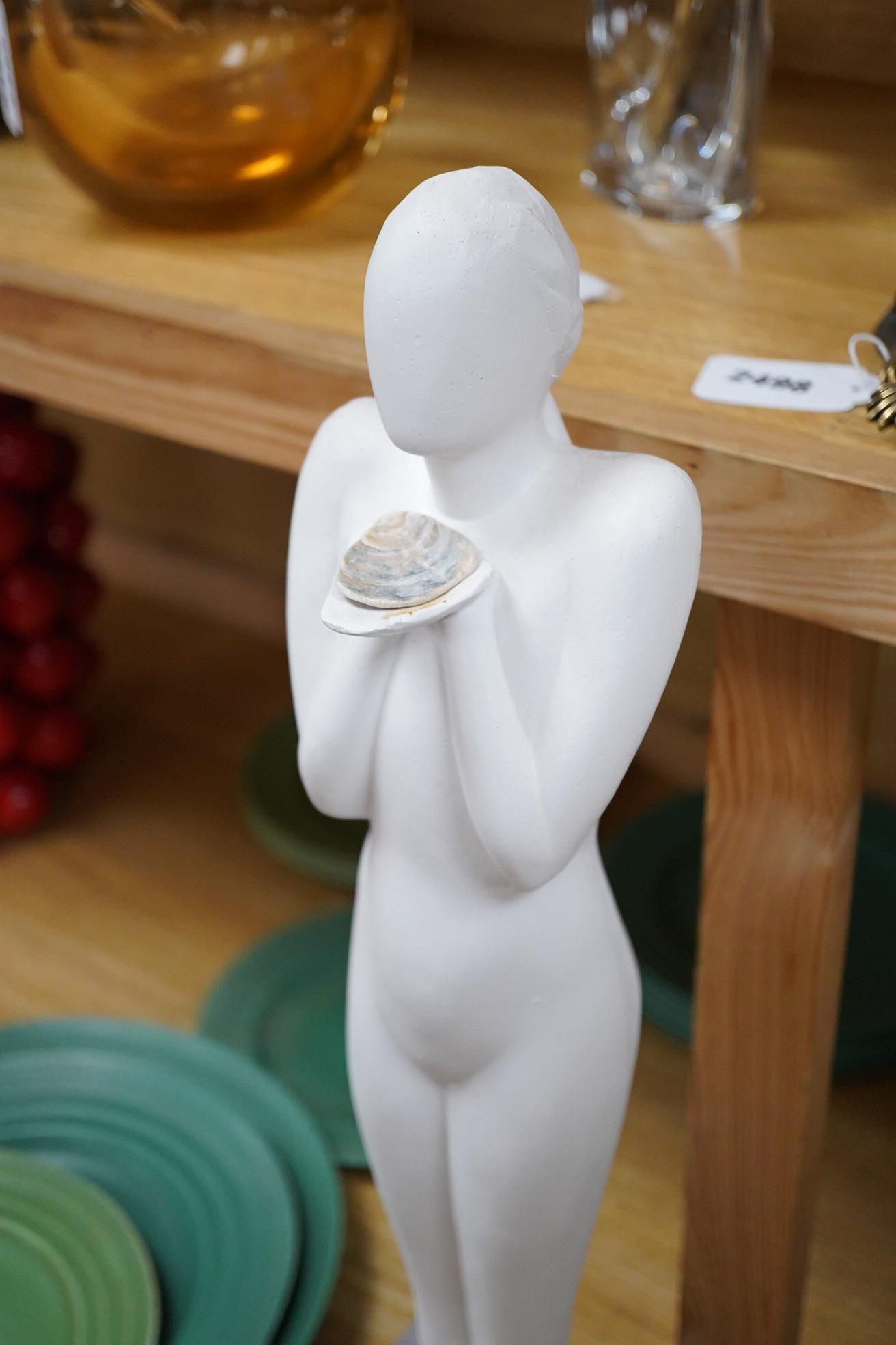 Tony Yates, study of a standing nude woman, raised on wooden base, unsigned, 56cm high